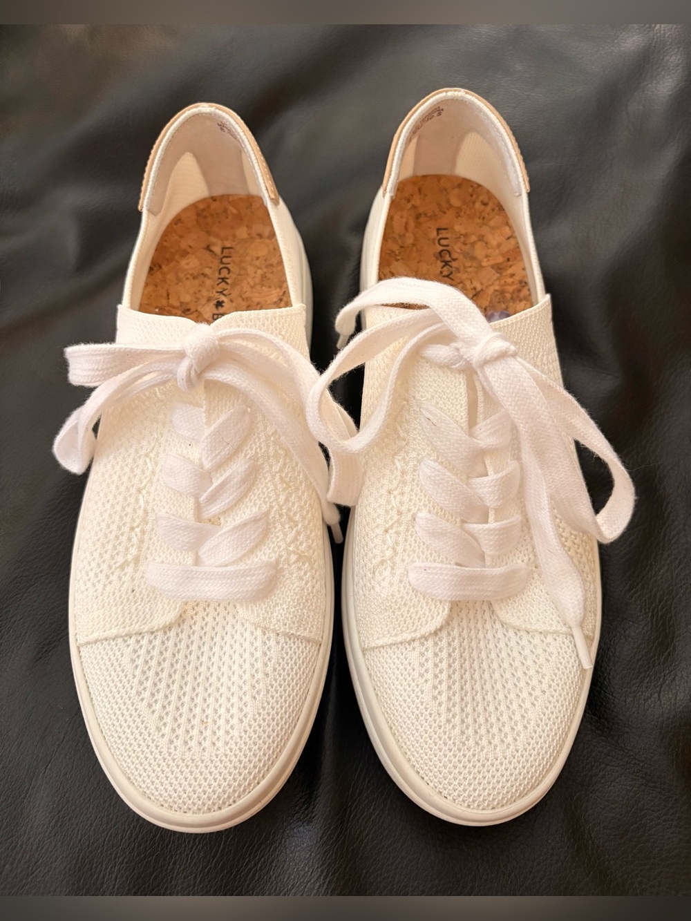 Lucky Brand White Knit Slingback Lace-Up Women's Sneakers - Picture 6 of 6